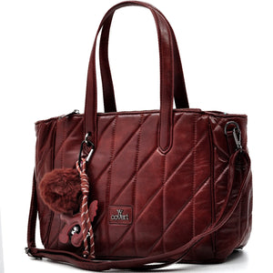 Borsa + OMAGGIO charms bauletto biker firmato YYCOVERI donna spalla a tracolla simil pelle trapuntata effetto lucido