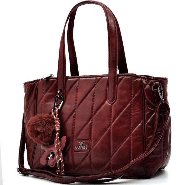 Borsa + OMAGGIO charms bauletto biker firmato YYCOVERI donna spalla a tracolla simil pelle trapuntata effetto lucido