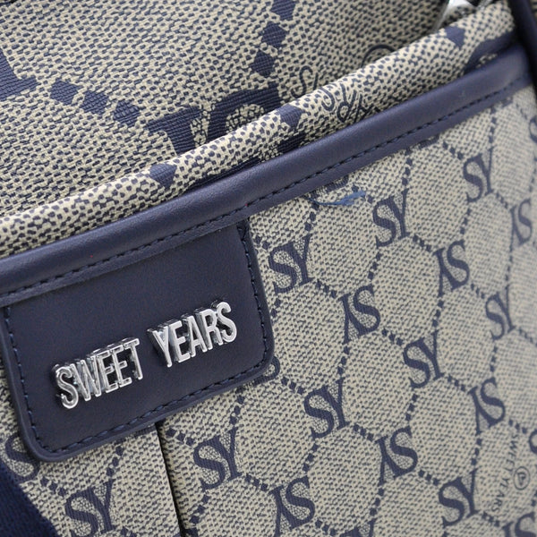 Borsa Firmata SWEET YEARS multi tasche new nera Donna fantasia logo Zip Tracolla
