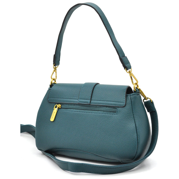 YYcoveri Borsa firmata a mano e tracolla 2 in 1 –_ mezzaluna con chiusura dorata simil pelle martellata