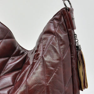 Borsa + OMAGGIO portamonete hobo biker firmato YYCOVERI donna spalla a tracolla simil pelle trapuntata effetto lucido