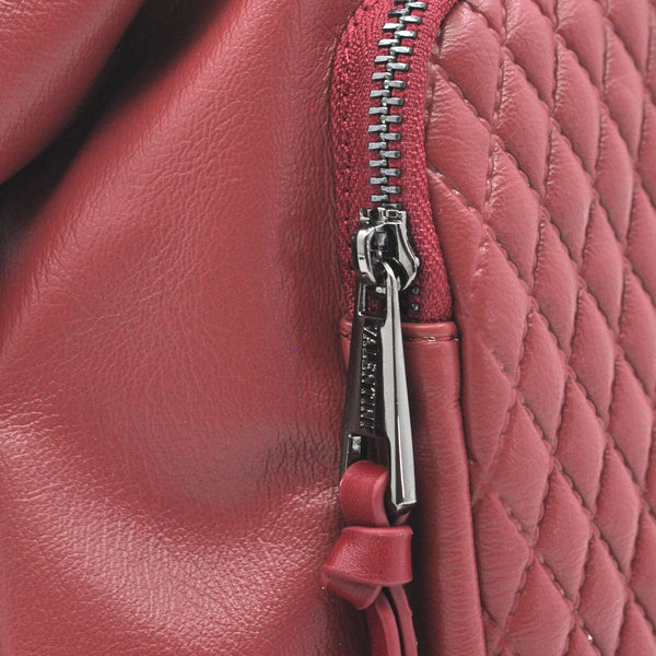 VALENTINI GINO - Borsa multitasche firmata giornaliera elegante 3 zip capiente bauletto trapuntata simil pelle