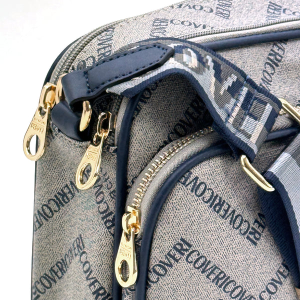 Borsa piccola molte tasche tracolla firmata COVERI ACTIVE in simil pelle pregiata zip fantasia logata originale