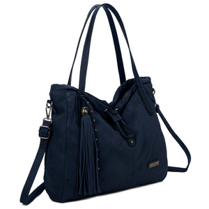 CHARRO - Borsa 2in1 trasformabile similpelle camoscio velluto morbida a sacco hobo capiente unica tinta nuovo