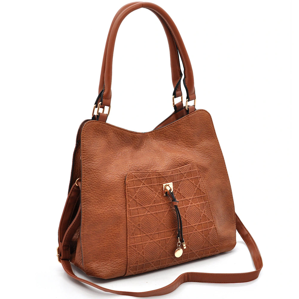 CHARRO - Borsa firmata simil pelle ricamata trapuntata shopping capiente grande tracolla spalla