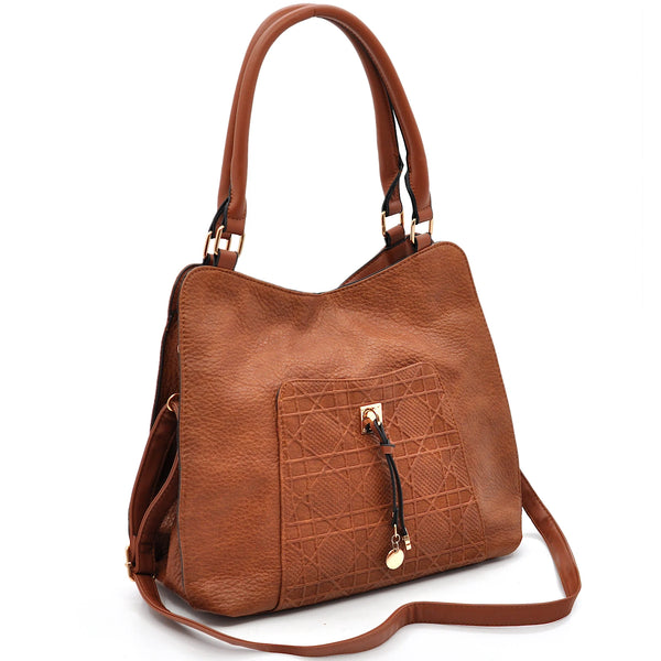 CHARRO - Borsa firmata simil pelle ricamata trapuntata shopping capiente grande tracolla spalla