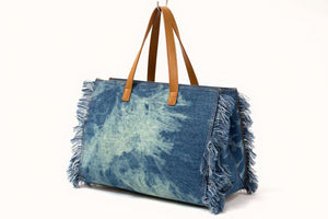 Borsa La Rosaria in jeans con frange jeansata donna