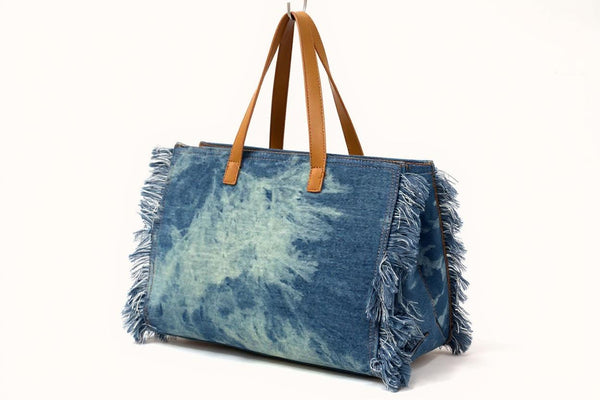 Borsa La Rosaria in jeans con frange jeansata donna