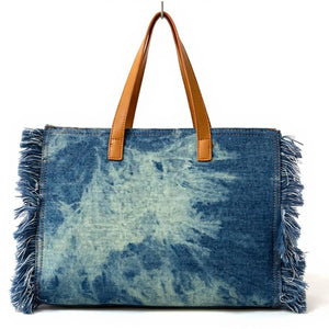 Borsa La Rosaria in jeans con frange jeansata donna