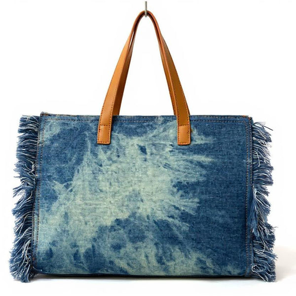 Borsa La Rosaria in jeans con frange jeansata donna
