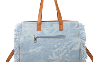 Borsa La Rosaria in jeans con frange jeansata donna