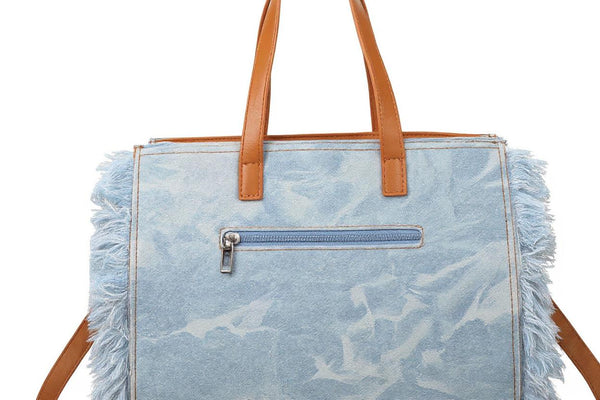 Borsa La Rosaria in jeans con frange jeansata donna