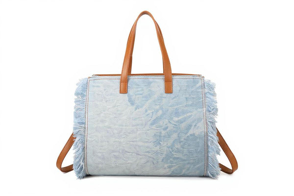 Borsa La Rosaria in jeans con frange jeansata donna