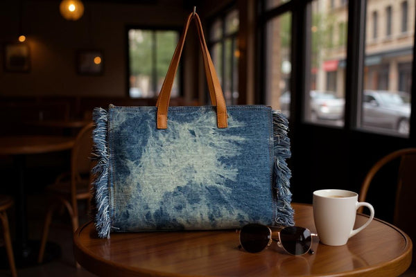 Borsa La Rosaria in jeans con frange jeansata donna