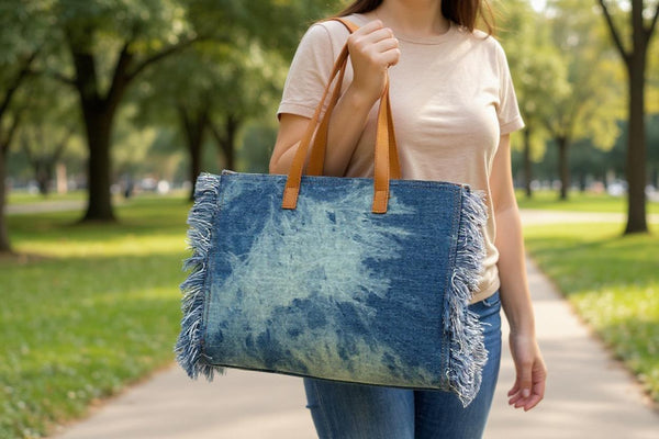 Borsa La Rosaria in jeans con frange jeansata donna