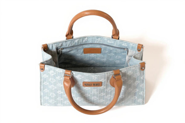 Borsa jeans SWEET YEARS fantasia logo logata borsetta rigida