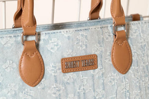 Borsa jeans SWEET YEARS fantasia logo logata borsetta rigida