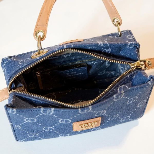 Borsa jeans COVERI COLLECTION fantasia logo logata borsetta rigida