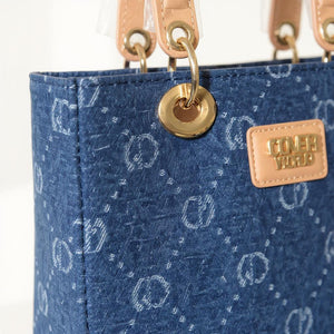 Borsa jeans COVERI COLLECTION fantasia logo logata borsetta rigida