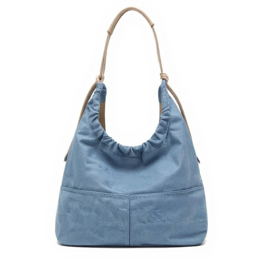Borsa La Siena jeans trapuntata capiente sacco spalla tracolla morbida