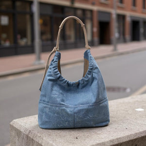Borsa La Siena jeans trapuntata capiente sacco spalla tracolla morbida