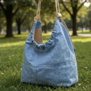 Borsa La Siena jeans trapuntata capiente sacco spalla tracolla morbida