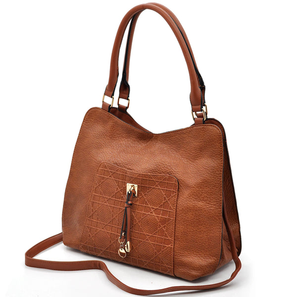 CHARRO - Borsa firmata simil pelle ricamata trapuntata shopping capiente grande tracolla spalla