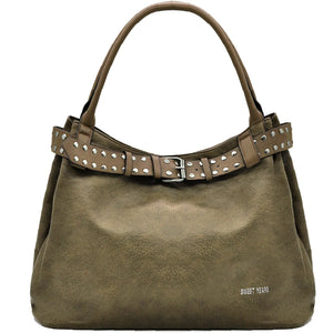 Borsa a sacco shopping firmato SWEET YEARS donna spalla a tracolla simil pelle shopping borchie cintura