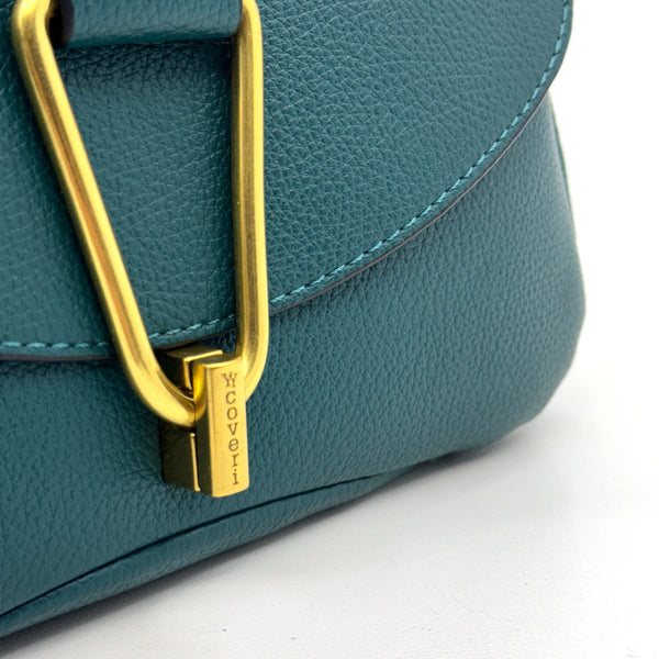 YYcoveri Borsa firmata a mano e tracolla 2 in 1 –_ mezzaluna con chiusura dorata simil pelle martellata