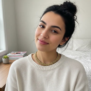 Collana a Maglia Intrecciata in Acciaio Oro e Argento - Choker Versatile e Regolabile