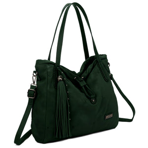 CHARRO - Borsa 2in1 trasformabile similpelle camoscio velluto morbida a sacco hobo capiente unica tinta nuovo