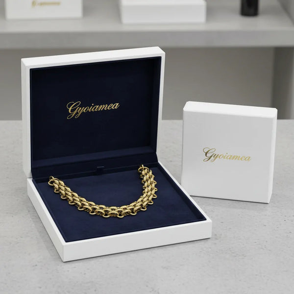 Collana a Maglia Intrecciata in Acciaio Oro e Argento - Choker Versatile e Regolabile