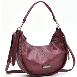 Borsa a sacco mezzaluna firmata CHARRO donna spalla a tracolla simil pelle grande monomanico intrecciato