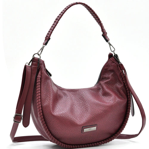 Borsa a sacco mezzaluna firmata CHARRO donna spalla a tracolla simil pelle grande monomanico intrecciato