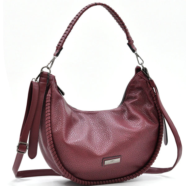 Borsa a sacco mezzaluna firmata CHARRO donna spalla a tracolla simil pelle grande monomanico intrecciato