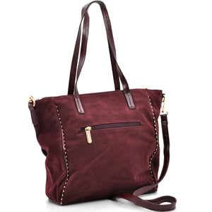 Borsa firmata COCONUDA donna borchie spalla shopping capiente simil pelle scamosciata camoscio