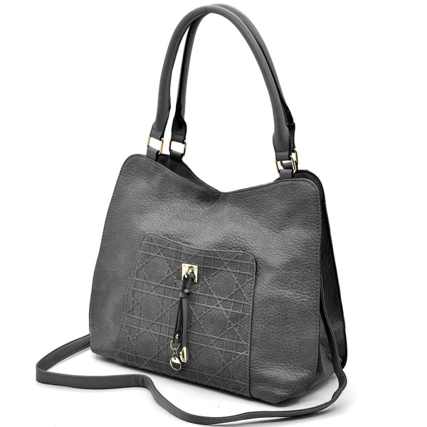 CHARRO - Borsa firmata simil pelle ricamata trapuntata shopping capiente grande tracolla spalla