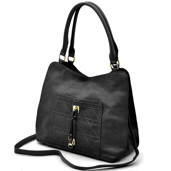 CHARRO - Borsa firmata simil pelle ricamata trapuntata shopping capiente grande tracolla spalla