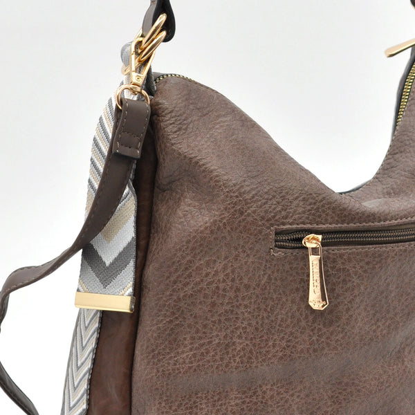 CHARRO - Borsa firmata simil pelle sacco mono spalla capiente grande tracolla cinghia a fantasia