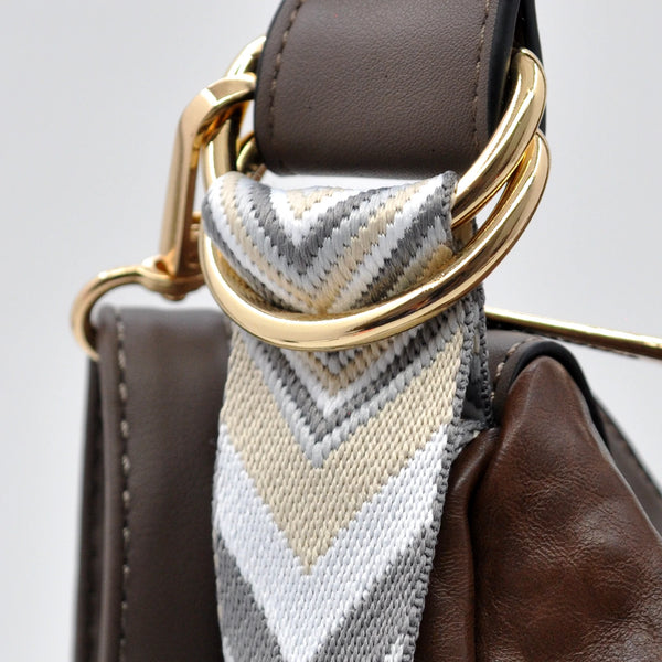 CHARRO - Borsa firmata simil pelle sacco mono spalla capiente grande tracolla cinghia a fantasia