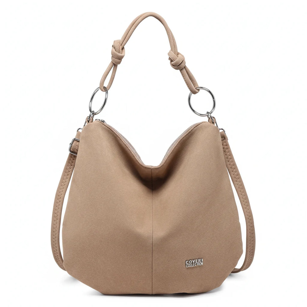 Coveri Collection - Borsa firmata a sacco spalla mono manico camoscio scamosciata secchio grande