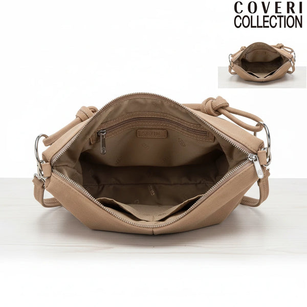 Coveri Collection - Borsa firmata a sacco spalla mono manico camoscio scamosciata secchio grande