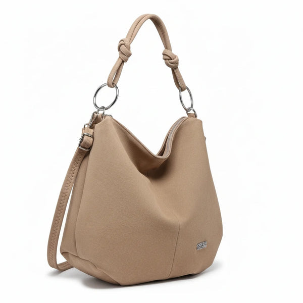 Coveri Collection - Borsa firmata a sacco spalla mono manico camoscio scamosciata secchio grande