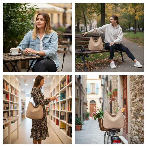Coveri Collection - Borsa firmata a sacco spalla mono manico camoscio scamosciata secchio grande