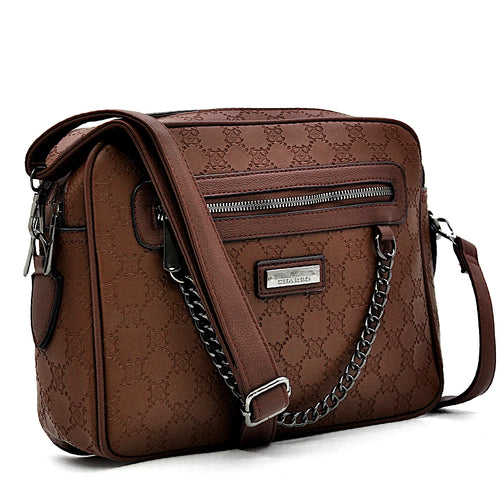 Borsa firmata CHARRO tracolla multi tasche fantasia logata logo pressato donna capiente 4 tasche cerniera