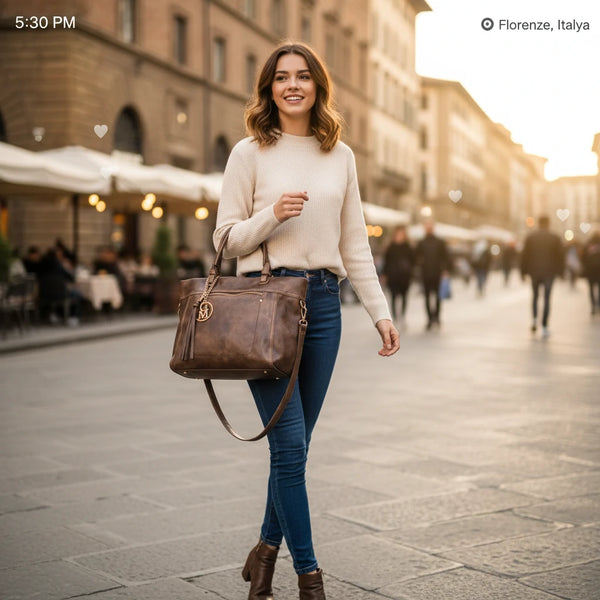 L'Arragia - Borsa shopping firmata GYOIAMEA a mano tracolla casual simil pelle venata