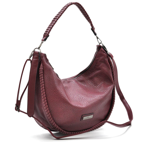 Borsa a sacco mezzaluna firmata CHARRO donna spalla a tracolla simil pelle grande monomanico intrecciato