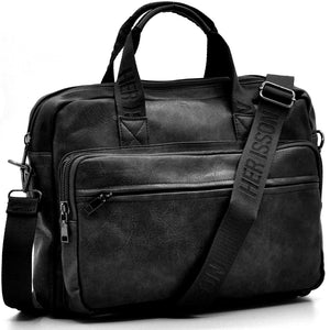 Borsa Uomo Cartella Tracolla in Pelle Sintetica Marrone — Ventiquattrore Casual Business