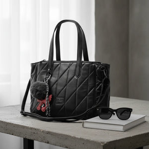 Borsa + OMAGGIO charms bauletto biker firmato YYCOVERI donna spalla a tracolla simil pelle trapuntata effetto lucido
