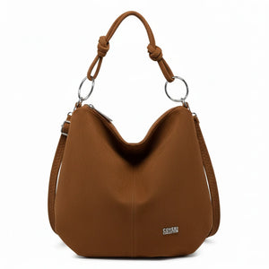 Coveri Collection - Borsa firmata a sacco spalla mono manico camoscio scamosciata secchio grande